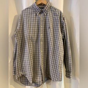 Polo Ralph‎ Lauren Shirt Mens XL Gray Plaid Button Down Pony Logo Blaire Heavy